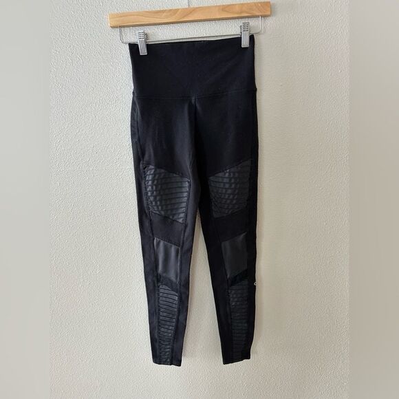 Alo Yoga Active Black Moto Full Length Leggings Size XS - Picture 1 of 5